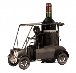7053 Wein-Flaschenhalter 'Golfer in Car' h=21cm l=29cm